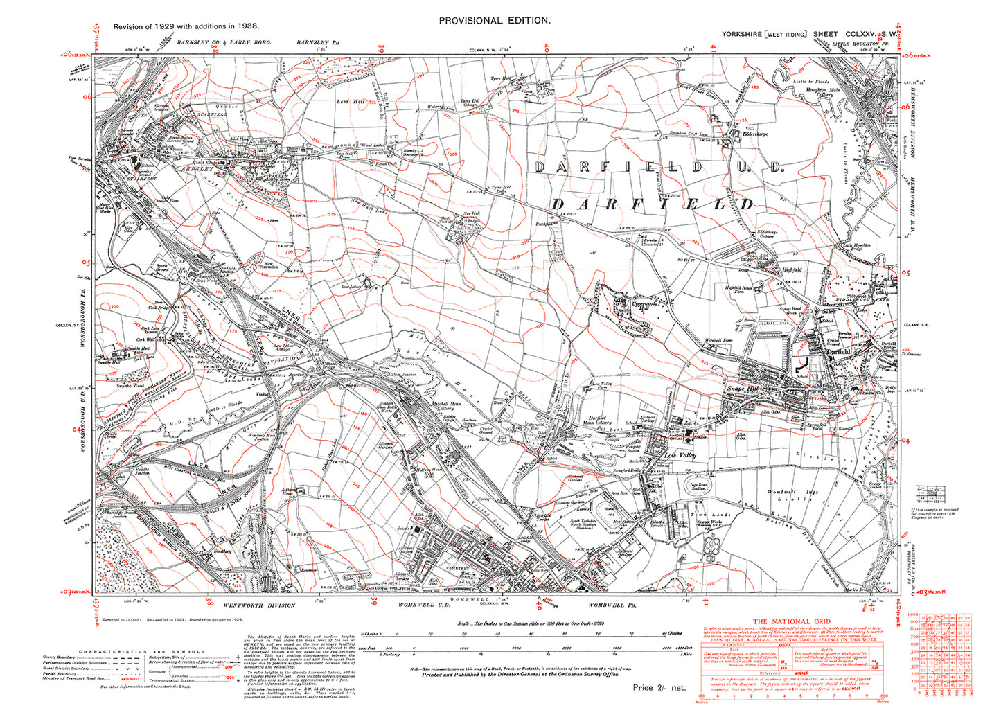 Stairfoot, Ardsley, Wombwell (north), Darfield, old map Yorkshire 1938: 275SW