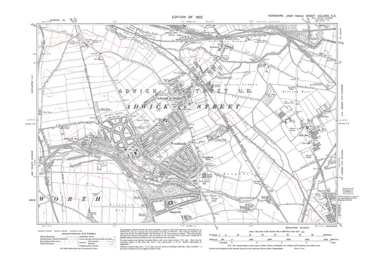 Adwick le Street, Woodlands, old map Yorkshire 1932: 276NE