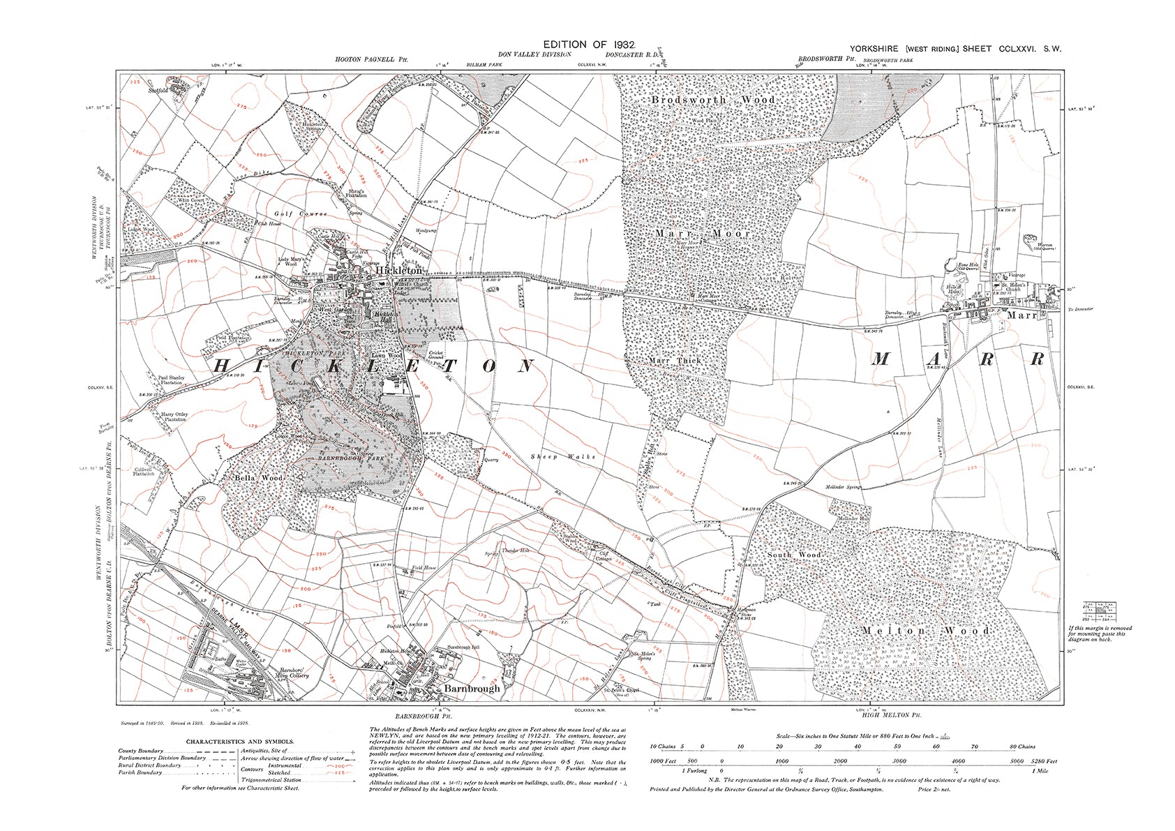 Barnborough Yorkshire - Old Ordnance Survey maps, 1:10560 scale (6inch to the mile ...