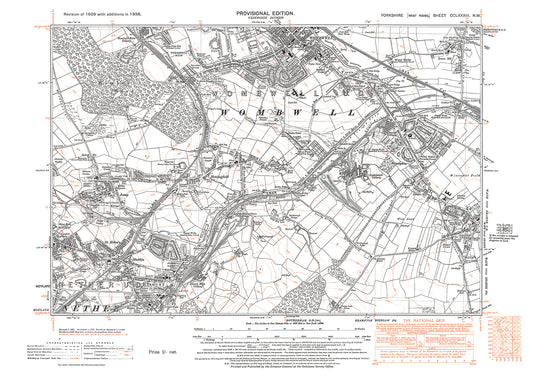 Wombwell (south), Elsecar, Brampton, Hemingfield, old map Yorkshire 1938: 283NW