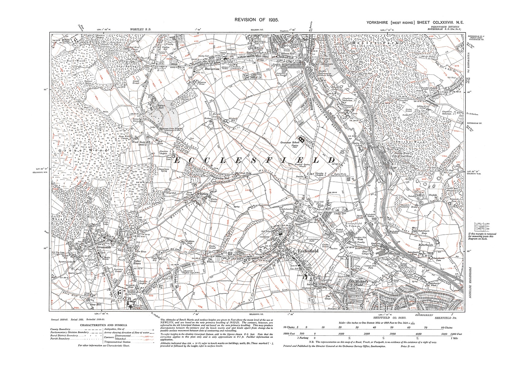 Sheffield Shiregreen, Ecclesfield, Chapeltown (south), old map Yorkshi ...