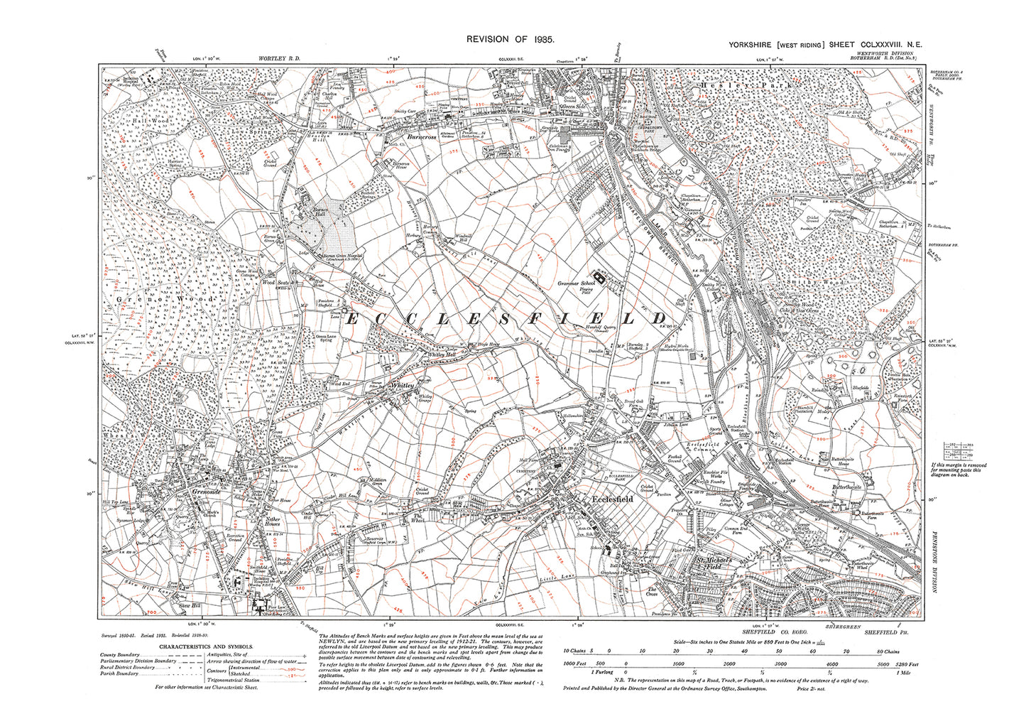 Sheffield Shiregreen, Ecclesfield, Chapeltown (south), old map Yorkshi ...