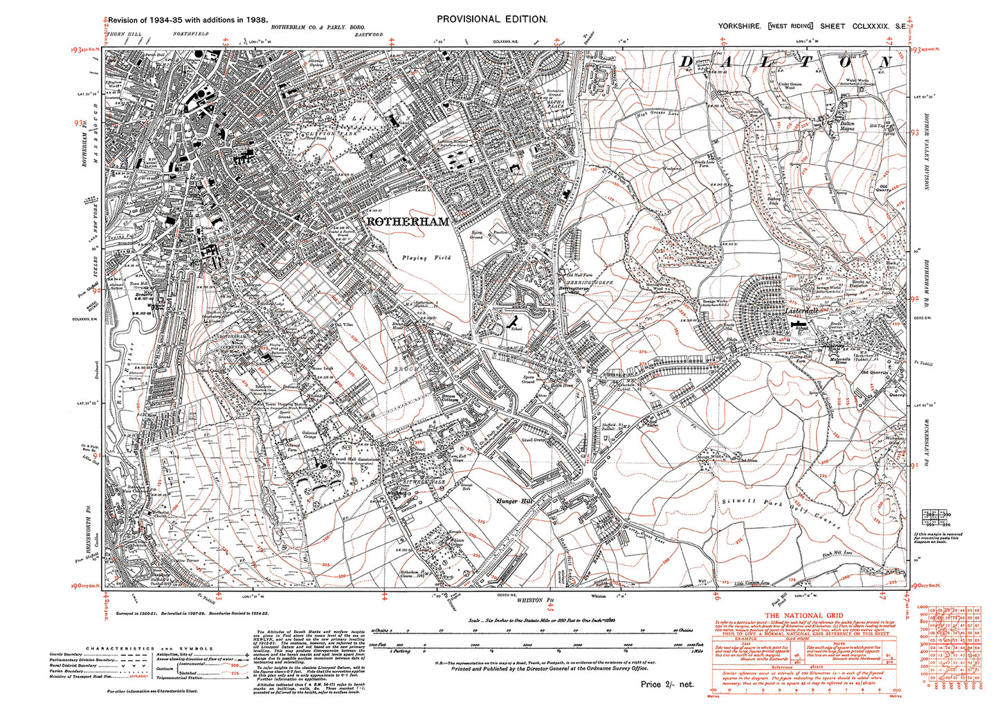 Rotherham (southeast), Listerdale, old map Yorkshire 1938: 289SE