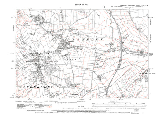 Bramley, Sunnyside, Wickersley, old map Yorkshire 1931: 290SW