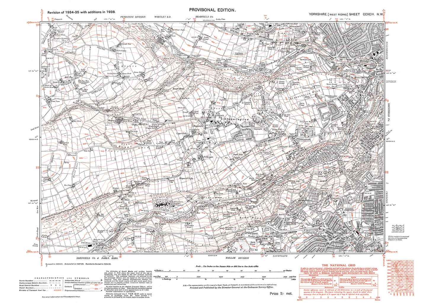 Sheffield Crookes, Stannington, old map Yorkshire 1938: 294NW