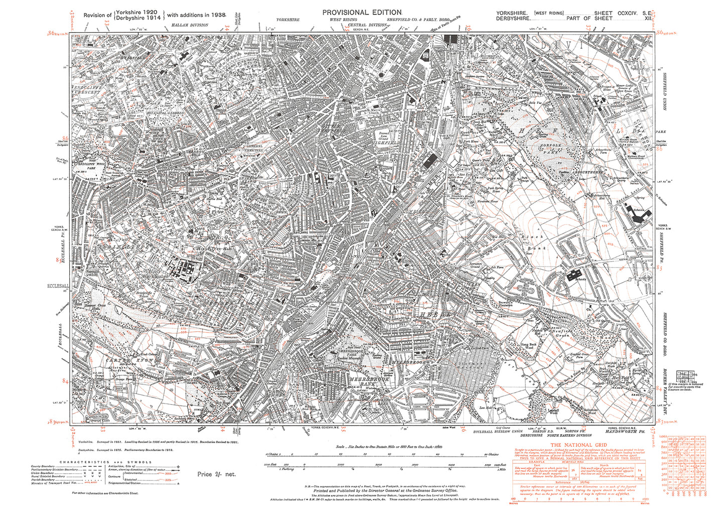 Sheffield Brincliffe, Heeley, Highfield, old map Yorkshire 1938: 294SE