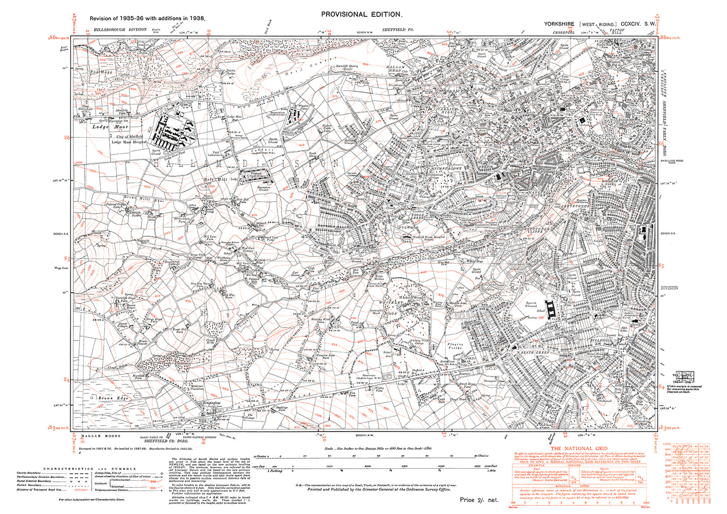 Sheffield Greystones, Fulwood, Sandygate, old map Yorkshire 1938: 294SW