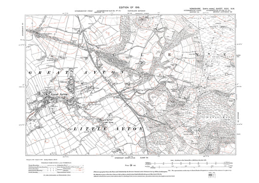 Great Ayton, old map Yorkshire 1919: 29NW