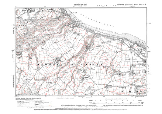 Whitby (west), Lythe (south), Dunsley, Newholm, old map Yorkshire 1930: 32NW