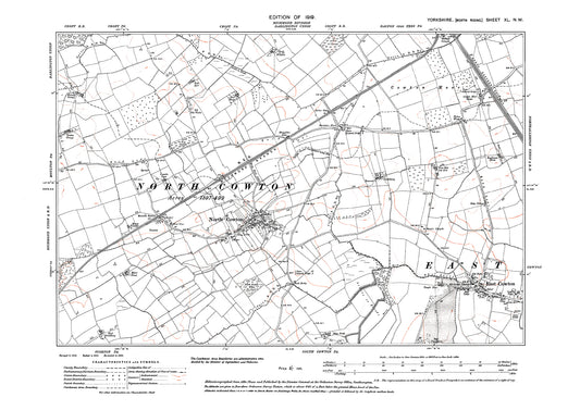 North Cowton, East Cowton, old map Yorkshire 1919: 40NW