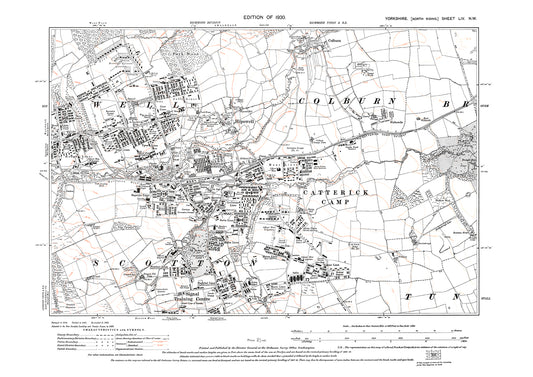 Hipswell, Catterick Camp, Colburn, Scotton, old map Yorkshire 1930: 54NW