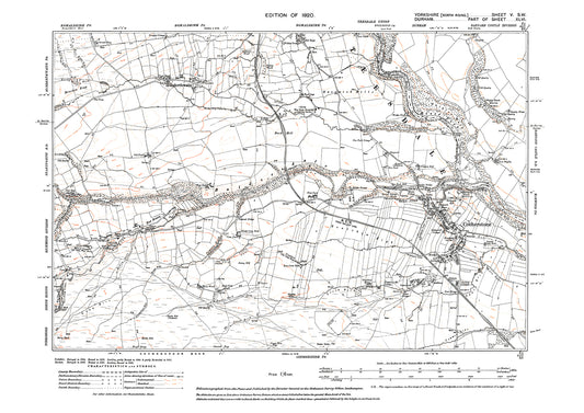 Cotherstone, Hunderthwaite, old map Yorkshire 1920: 5SW