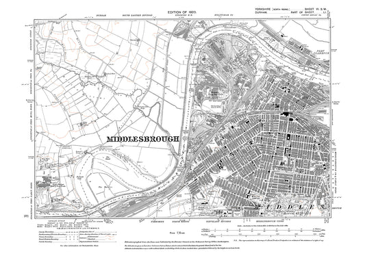 Middlesborough (northwest), old map Yorkshire 1920: 6SW