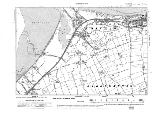 Redcar (west) Coatham, old map Yorkshire 1919: 7NW