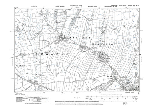 Pickering (northwest), Middleton, Aislaby, Wrelton, old map Yorkshire 1910: 91NW