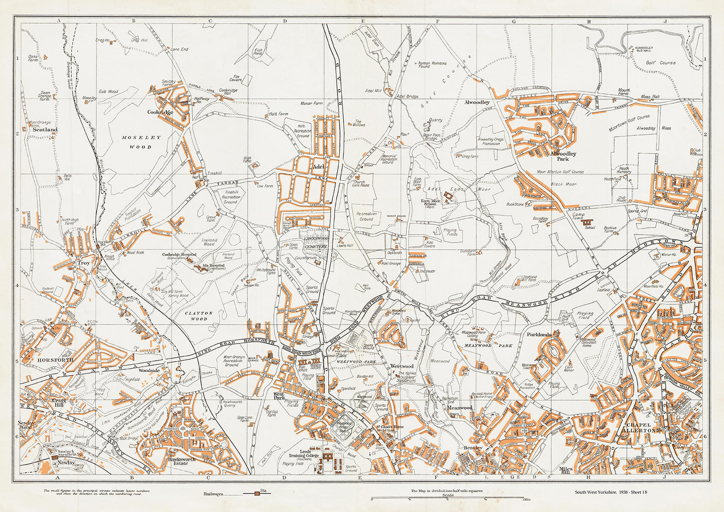 Yorkshire in 1938 Series - Leeds (northwest) area - YK-18
