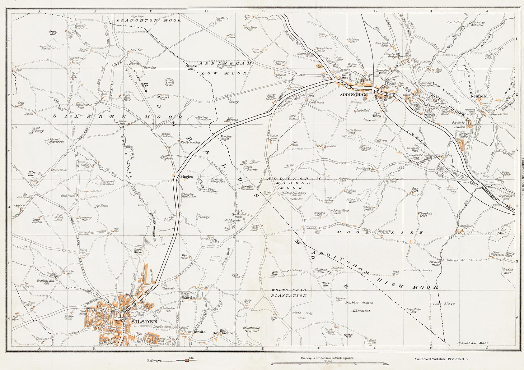 Yorkshire in 1938 Series - Addingham, Silsden and Nesfield area - YK-0 ...