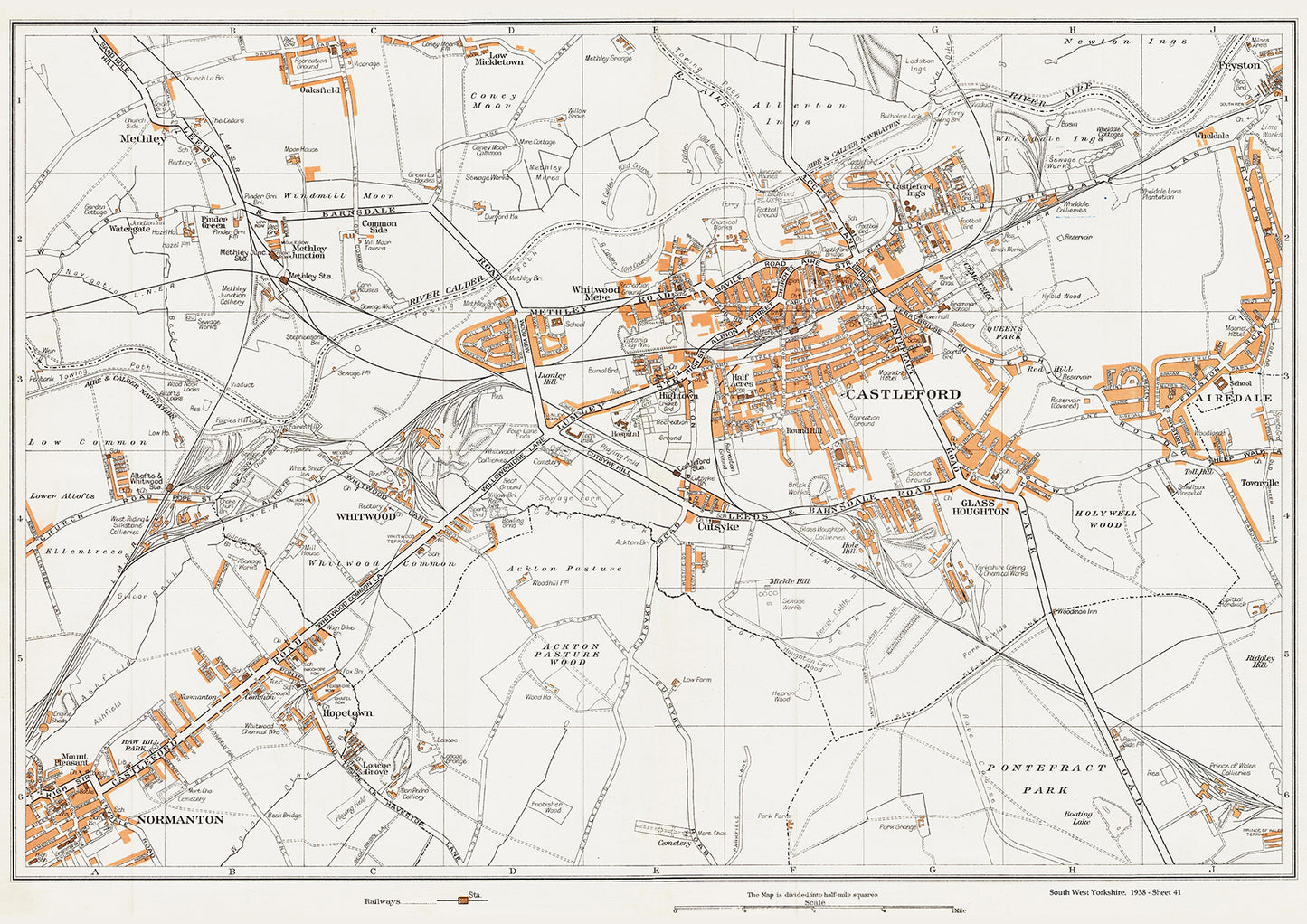 Yorkshire in 1938 Series - Castleford, Methley, Whitwood, Normanton (northeast) and Airedale area - YK-41