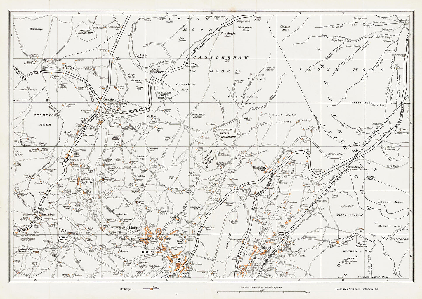 Yorkshire in 1938 Series - Delph, Diggle and Denshaw area - YK-57