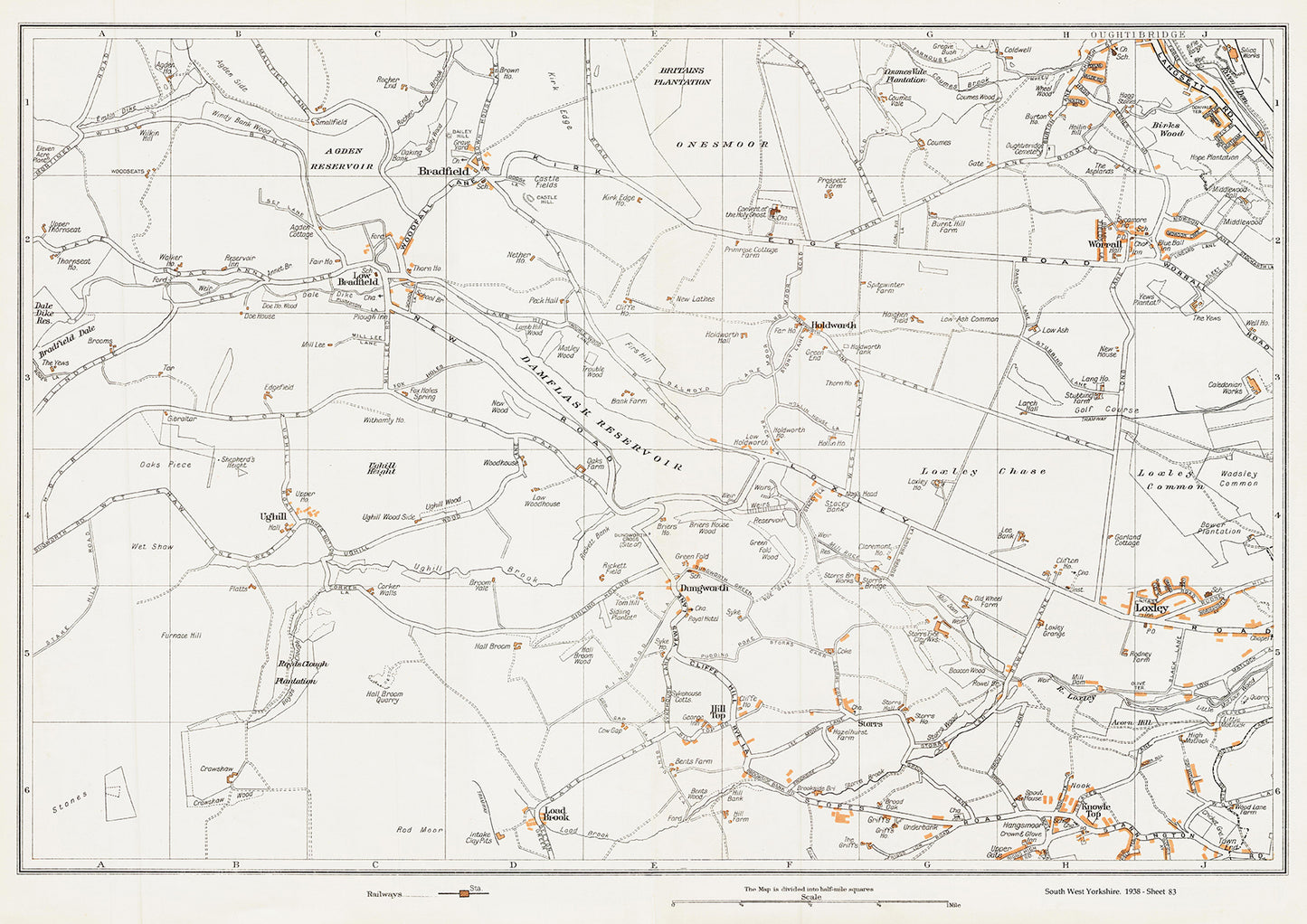 Yorkshire in 1938 Series - Bradfield, Loxley, Outibridge (south), Worrall, Holdworth and Dungworth area - YK-83