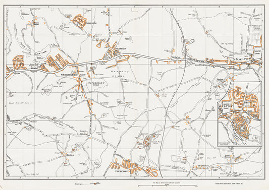 Yorkshire in 1938 Series - Maltby, Wickersley, Bramley and Thurcroft area - YK-86