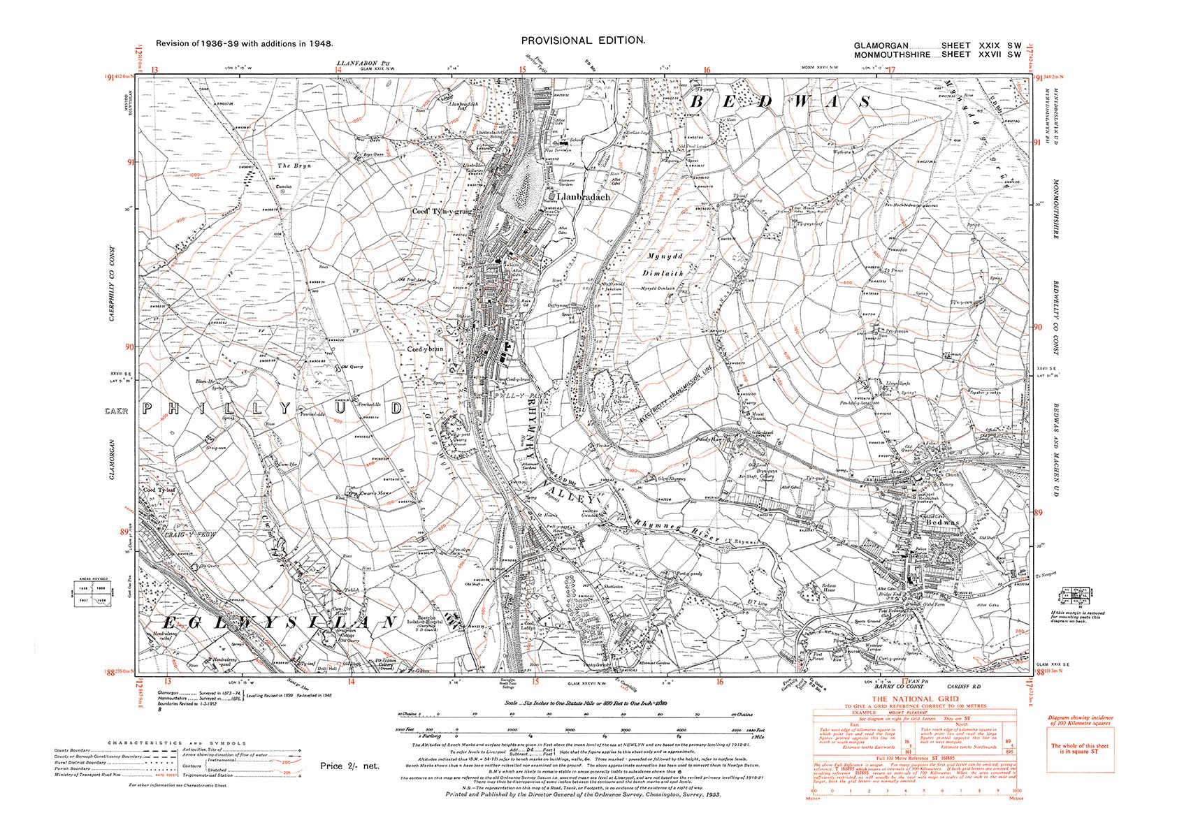 Bedwas, old map Monmouth 1948: 27SW – Old Map Downloads