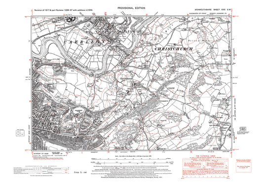 Newport (northeast), Caerleon, Christchurch, old map Monmouth 1949: 29SW