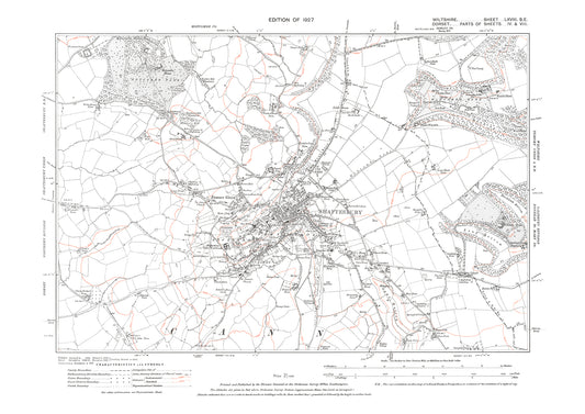 Old OS map dated 1927, showing Shaftesbury in Dorset - Parts 4-8