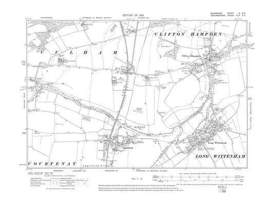 A 1913 map showing Appleford, Long Wittenham in Berkshire - OS 1:10560 scale map, Berks 10SE