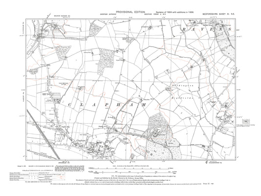 A 1938 map showing Clapham in Bedfordshire - A Digital Download 0f OS 1:10560 scale map, Beds 11NE