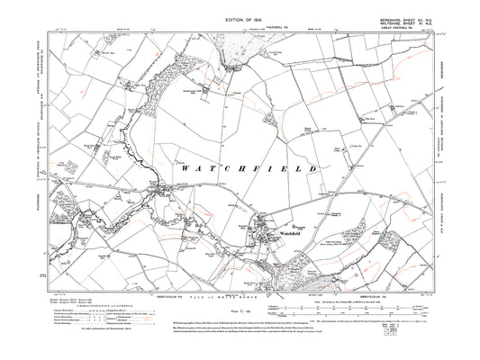 A 1914 map showing Watchfield in Berkshire - OS 1:10560 scale map, Berks 12NE