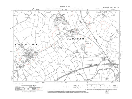 A 1913 map showing Fernham, Longcot in Berkshire - OS 1:10560 scale map, Berks 13NW