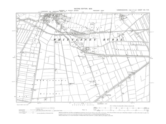 Old OS map dated 1903, showing Whittlesey, Eastrea Field (south) in Cambridgeshire 14NE