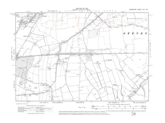 A 1913 map showing East Hanney (south) in Berkshire - OS 1:10560 scale map, Berks 14NE