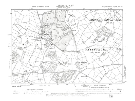 Old OS map dated 1900, showing Whaddon in Buckinghamshire 14SE