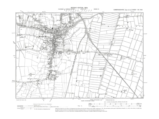 Old OS map dated 1903, showing March in Cambridgeshire 16NW