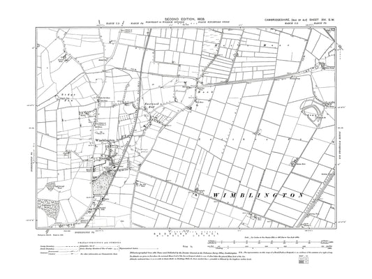 Old OS map dated 1903, showing Wimblington in Cambridgeshire 16SW