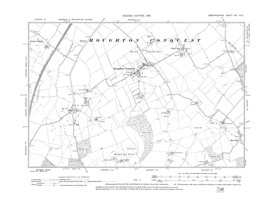 A 1901 map showing Houghton Conquest in Bedfordshire - A Digital Download 0f OS 1:10560 scale map, Beds 21NE