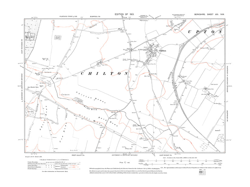 A 1913 map showing Chilton in Berkshire - OS 1:10560 scale map, Berks ...