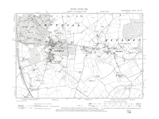 A 1902 map showing Ampthill and Maulden in Bedfordshire - A Digital Download 0f OS 1:10560 scale map, Beds 21SE