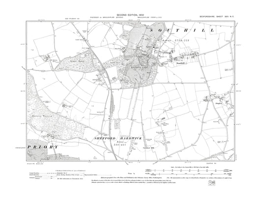 A 1902 map showing Southill and Stanford in Bedfordshire - A Digital Download 0f OS 1:10560 scale map, Beds 22NE