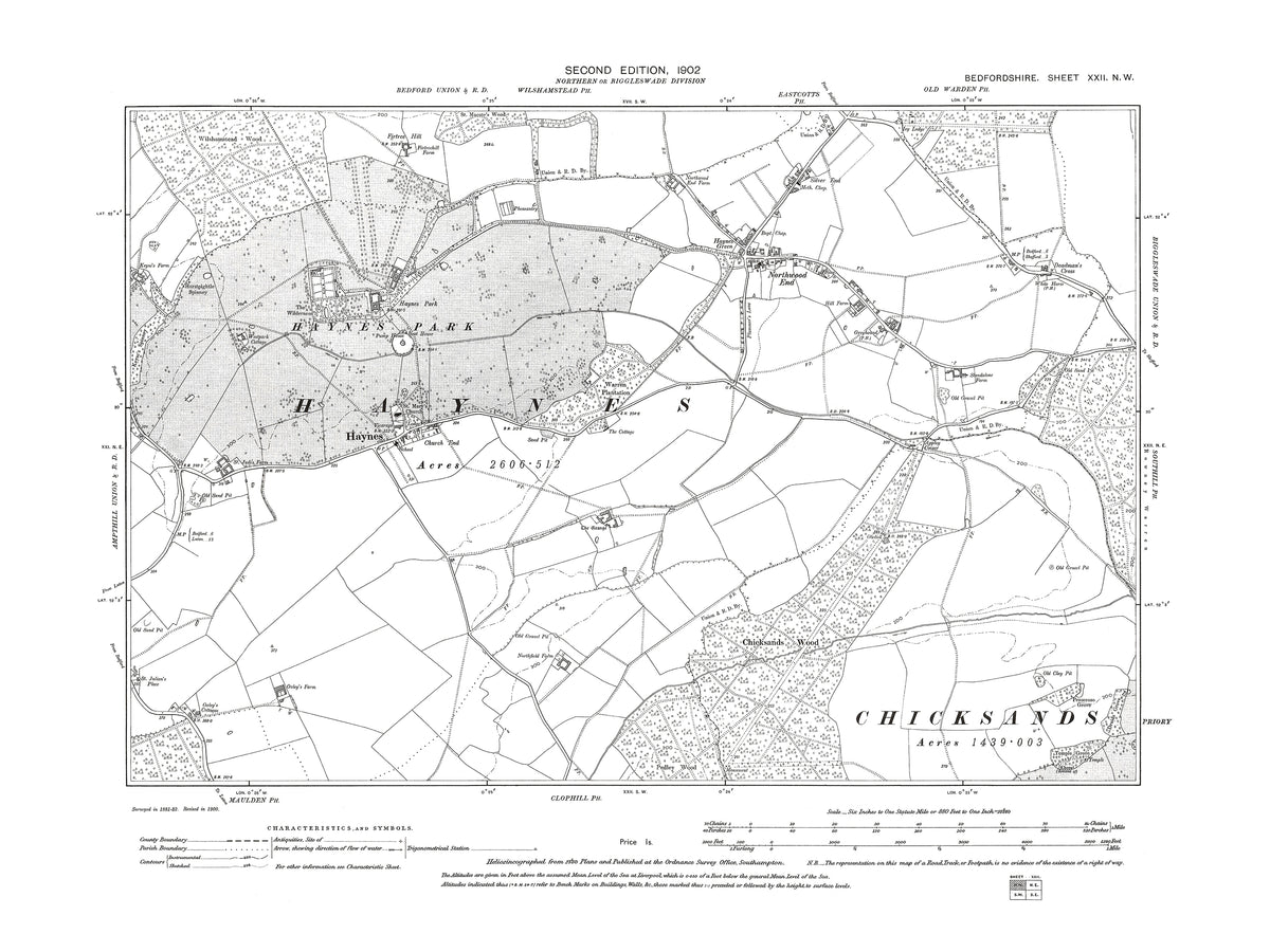 Haynes Map A 1902 map showing Haynes and Northwood End in Bedfordshire - A Digita ...