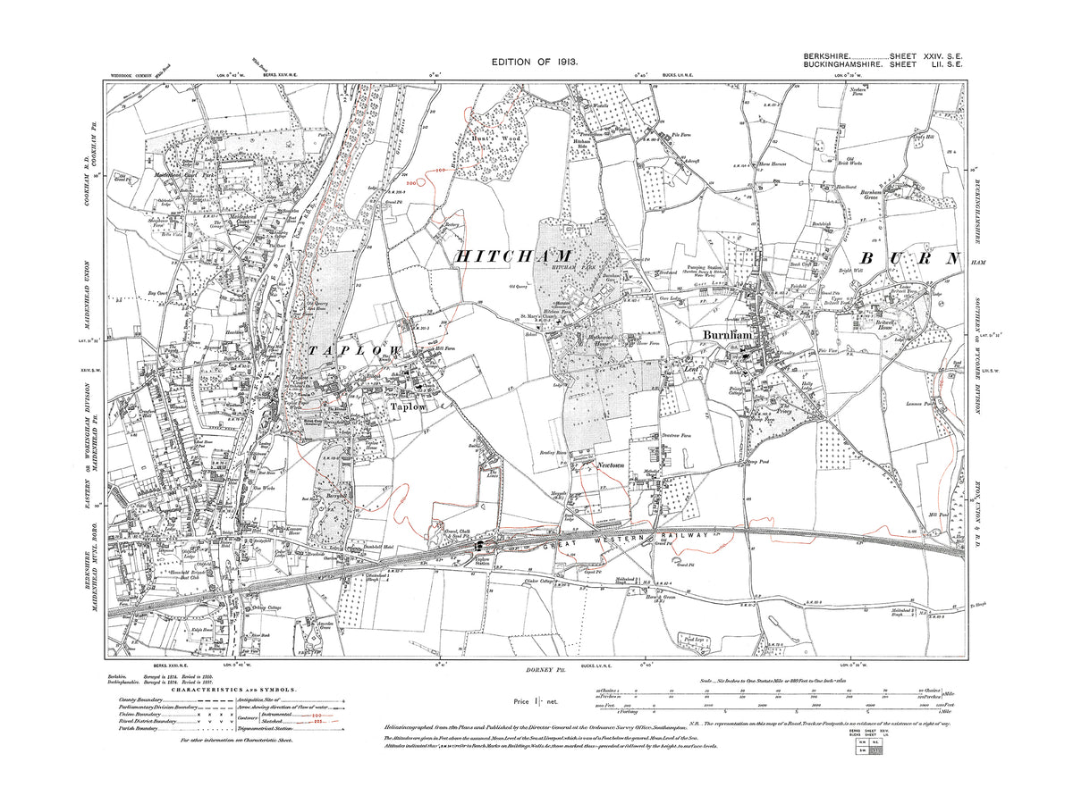 Maidenhead Postcode Map A 1913 map showing Maidenhead (east) in Berkshire - OS 1:10560 scale m ...