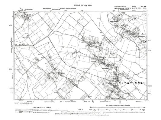 Old OS map dated 1900, showing Edlesborough (north), Northall in Buckinghamshire 25SW