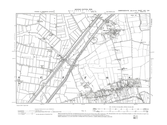 Old OS map dated 1903, showing Mepal, Sutton in Cambridgeshire 25SW