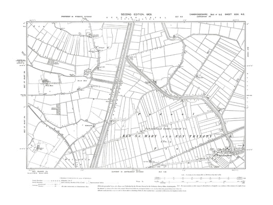 Old OS map dated 1903, showing Prickwillow in Cambridgeshire 26NE