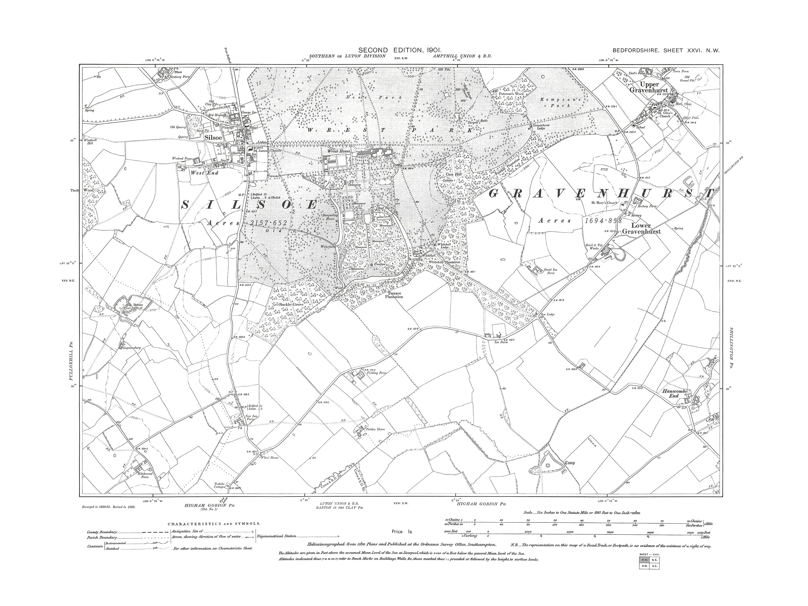 Silsoe Map A 1901 map showing Silsoe and Gravenhurst in Bedfordshire - A Digital ...
