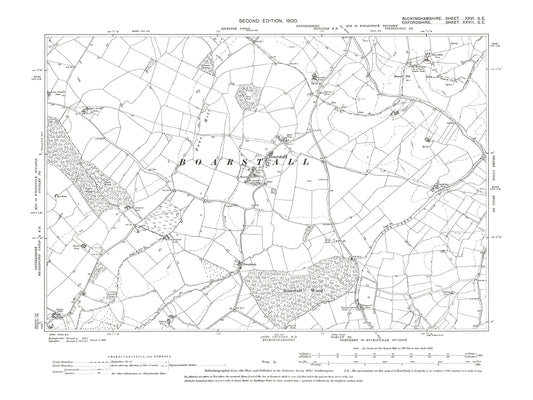 Old OS map dated 1900, showing Boarstall in Buckinghamshire 26SE