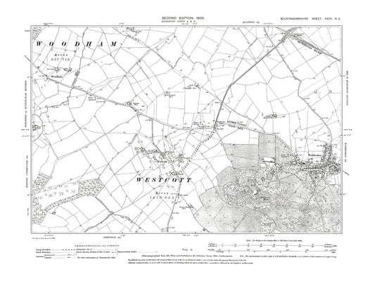 Old OS map dated 1900, showing Waddesdon, Westcott in Buckinghamshire 27NE