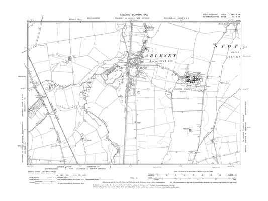 A 1901 map showing Arlesey in Bedfordshire - A Digital Download 0f OS 1:10560 scale map, Beds 27NW